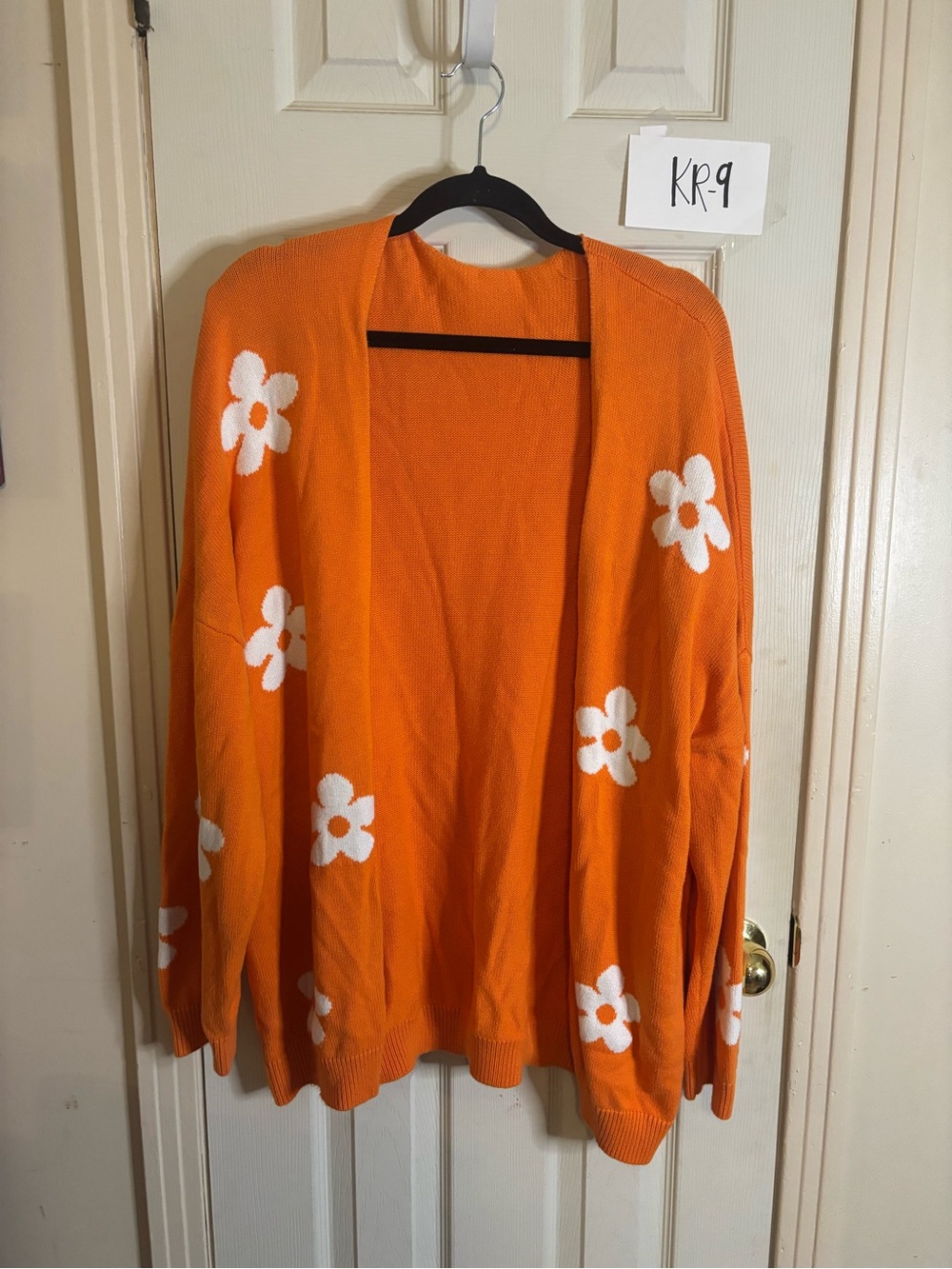 Orange Floral Open-Front Women’s Cardigan Sweater